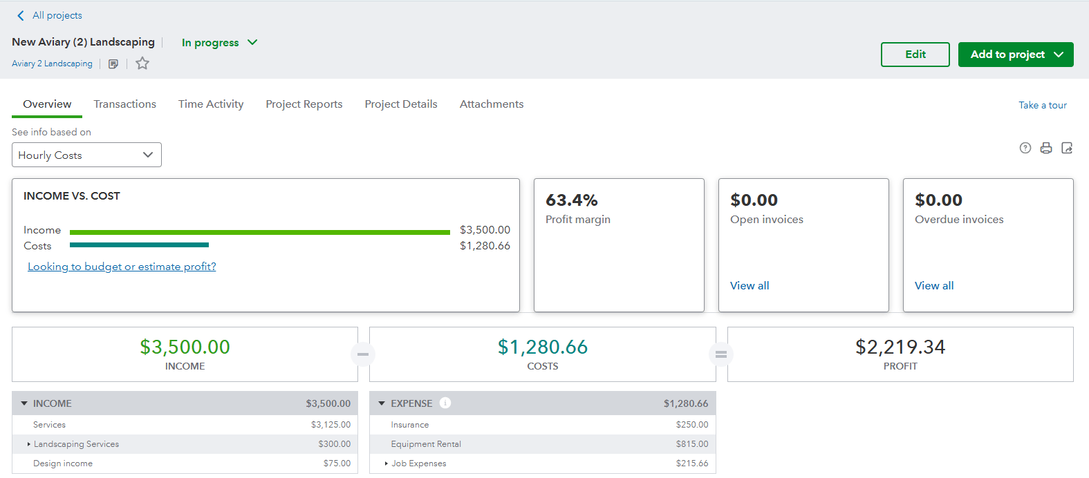QBO Project Setup Screenshot